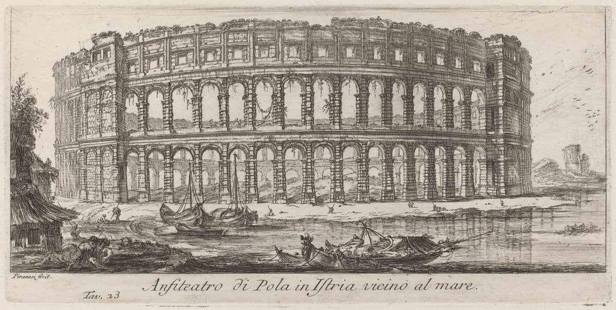 Anfiteatro di Pola in Istria by Giovanni Battista Piranesi (Italian, 1720 - 1778), 16X12"(A3)Poster Print