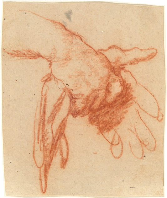 A Hand Holding Empty Gloves by Bernardo Strozzi (Genoese-Venetian, 1581/1582 - 1644), 16X12"(A3)Poster Print