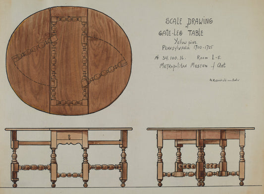 Gate-leg Table by M. Rosenshield-von-Paulin (American, active c. 1935), 16X12"(A3)Poster Print