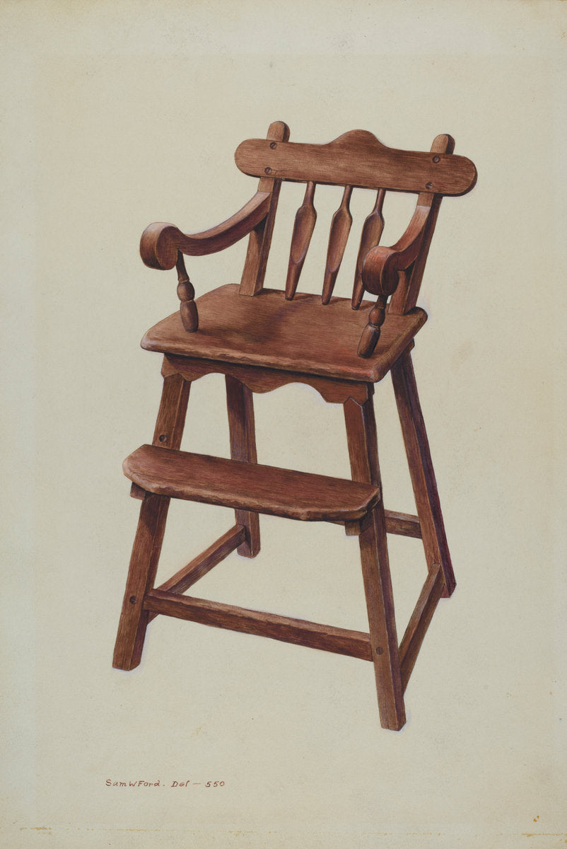 Child's High Chair by Samuel W. Ford (American, active c. 1935), 16X12"(A3)Poster Print