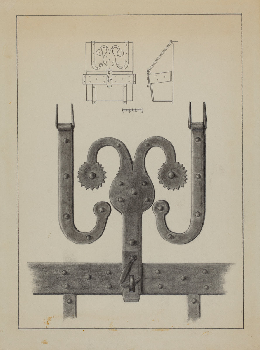 c. 1937 by American 20th Century (Hinges and Hasp on a Conestoga Wagon Tool Box), 16X12"(A3)Poster Print