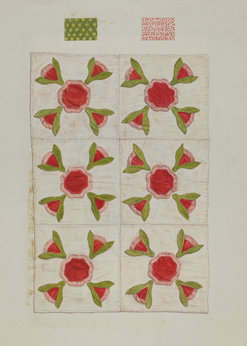 Quilt by Flora Merchant (American, active c. 1935), 16X12"(A3)Poster Print