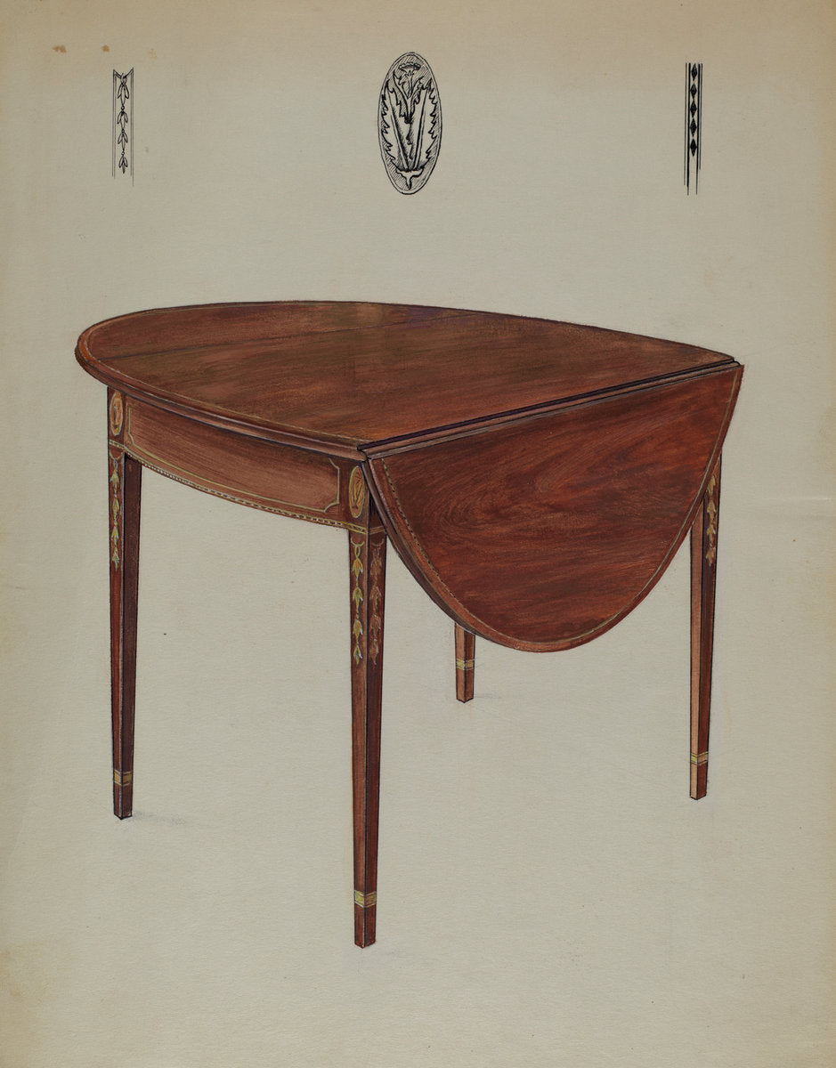 Pembroke Table (Drop Leaf) by Bernard Gussow (American, active c. 1935), 16X12"(A3)Poster Print