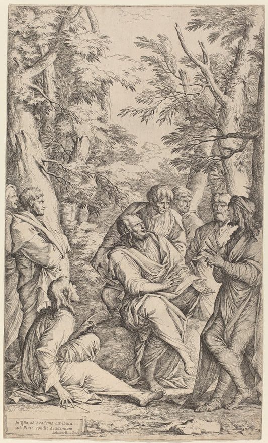The Academy of Plato by Salvator Rosa (Italian, 1615 - 1673), 16X12"(A3)Poster Print
