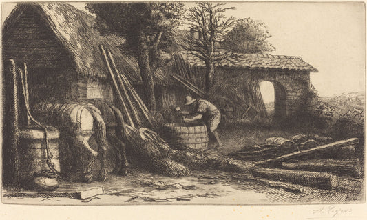 The Cooper (Le tonnelier) by Alphonse Legros (French, 1837 - 1911), 16X12"(A3)Poster Print
