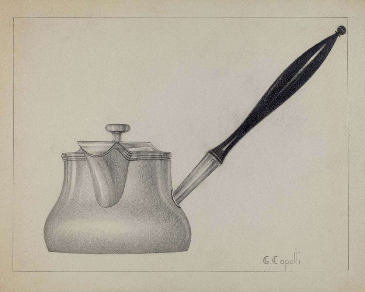 Silver Saucepan with Cover by Giacinto Capelli (American, active c. 1935), 16X12"(A3)Poster Print