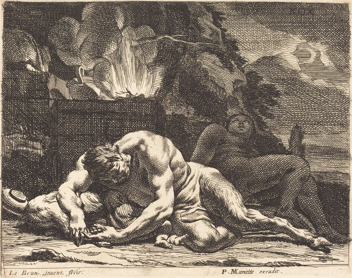 Nox (Night) by Charles Le Brun (French, 1619 - 1690), 16X12"(A3)Poster Print