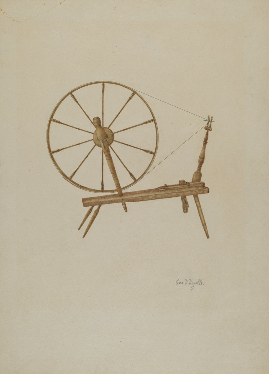 Spinning Wheel by George V. Vezolles (American, 1885 - 1956), 16X12"(A3)Poster Print