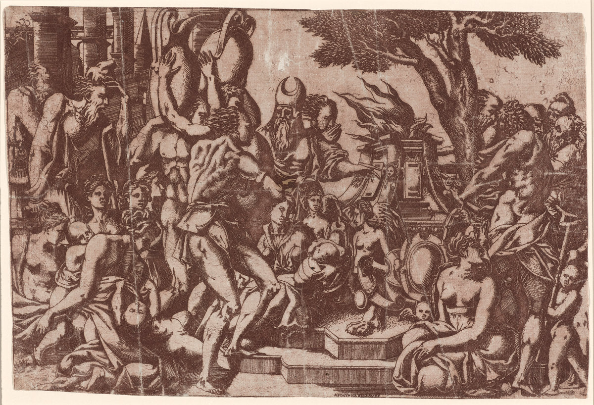 Sacrifice to Priapus by Antonio Fantuzzi after Rosso Fiorentino (Italian, c. 1510 - 1550 or after), 16X12"(A3)Poster Print