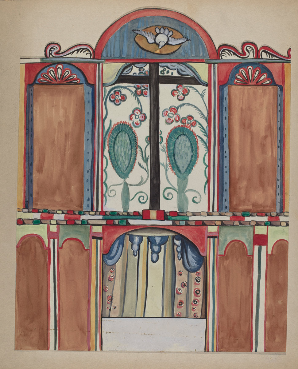 Main Reredos in Santa Cruz Church, Santa Fe County by E. Boyd (American, active c. 1935), 16X12"(A3)Poster Print