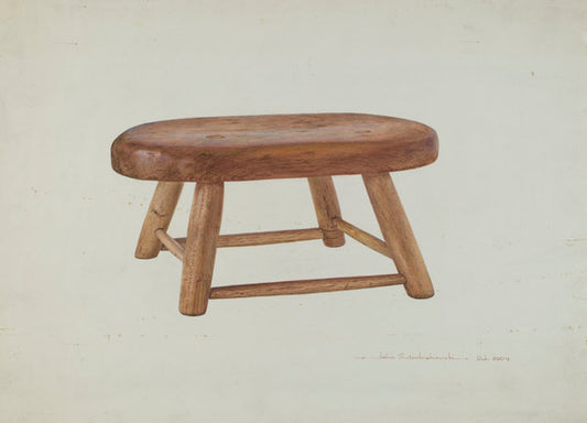 Pennsylvania Dutch Bed Stool by John Swientochowski (American, active c. 1935), 16X12"(A3)Poster Print