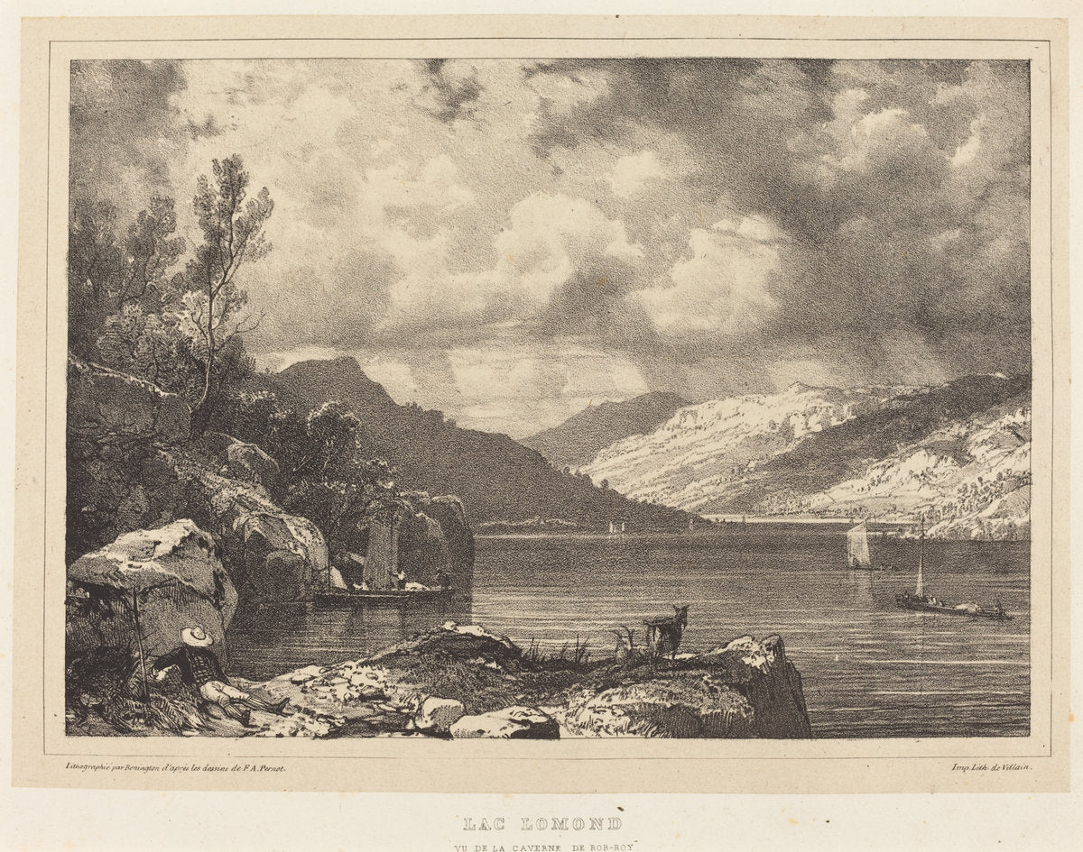 Lac Lomond by Richard Parkes Bonington after Francois Alexandre Pernot (British, 1802 - 1828), 16X12"(A3)Poster Print