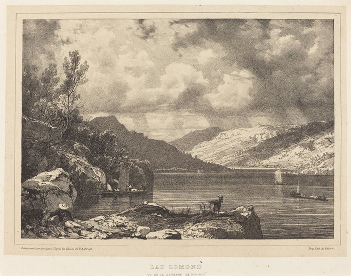 Lac Lomond by Richard Parkes Bonington after Francois Alexandre Pernot (British, 1802 - 1828), 16X12