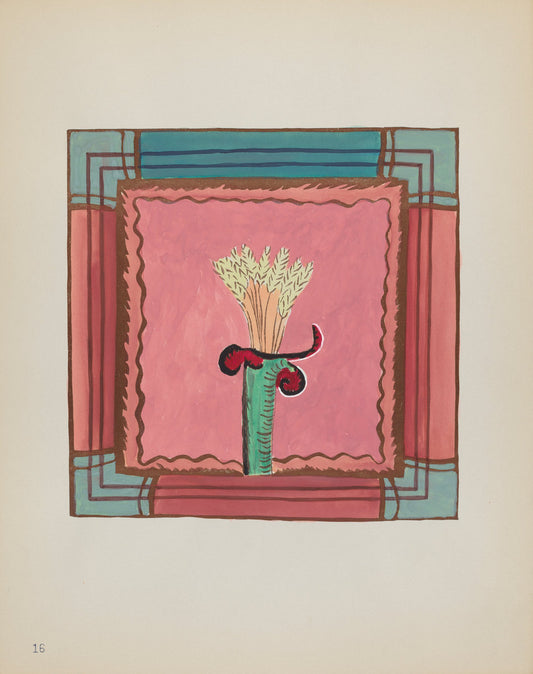 1935/1942 by American 20th Century (Plate 16: Wheat Sheaf, Altar Panel: From Portfolio "Spanish Colonial Designs of New Mexico"), 16X12"(A3)Poster Print