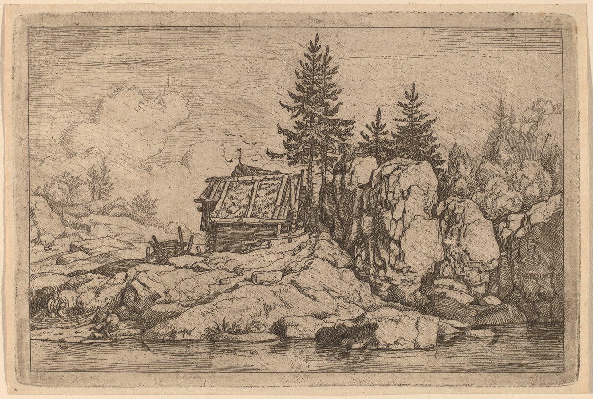 Two Fir Trees near Cottages by Allart van Everdingen (Dutch, 1621 - 1675), 16X12"(A3)Poster Print