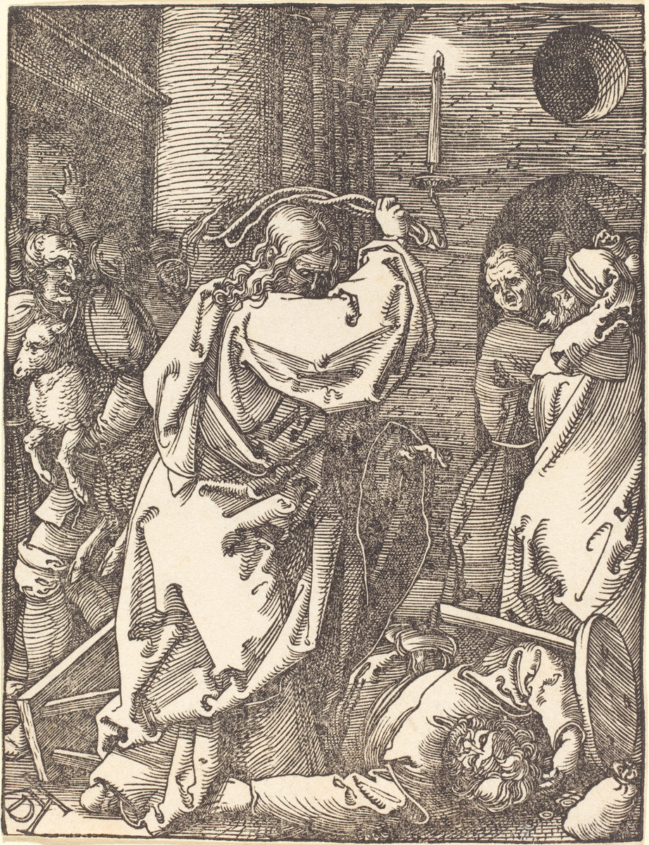 Christ Expelling the Moneylenders from the Temple by Albrecht Dürer (German, 1471 - 1528), 16X12"(A3)Poster Print