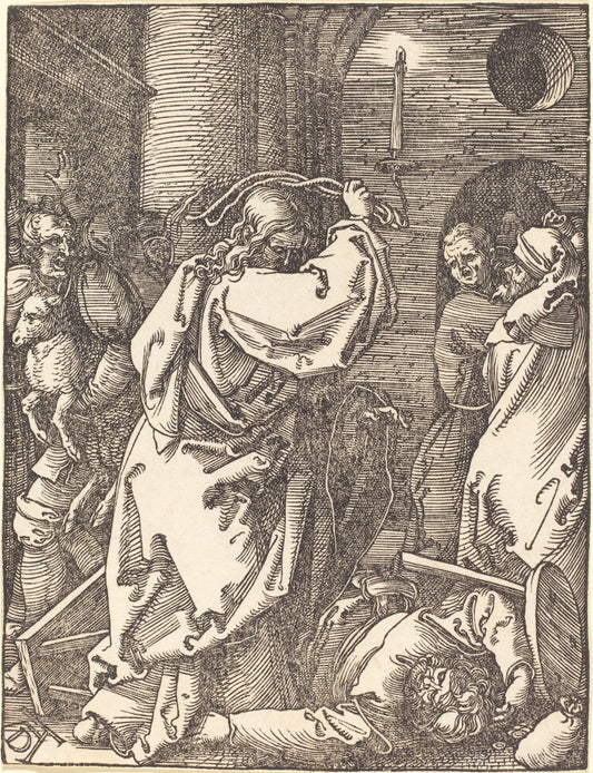 Christ Expelling the Moneylenders from the Temple by Albrecht Dürer (German, 1471 - 1528), 16X12"(A3)Poster Print