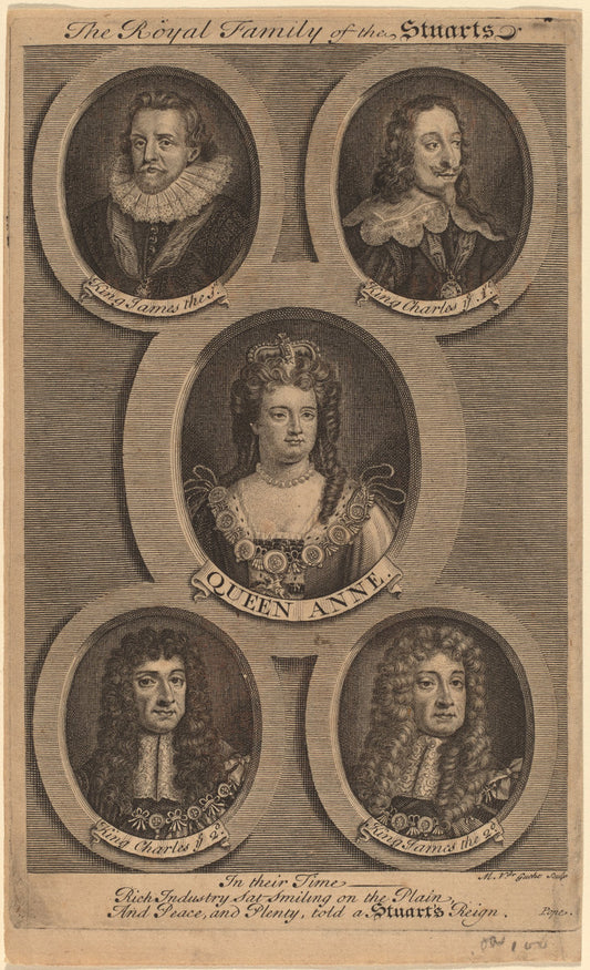 The Royal Family of the Stuarts by Michiel van der Gucht (Flemish, 1660 - 1725), 16X12"(A3)Poster Print