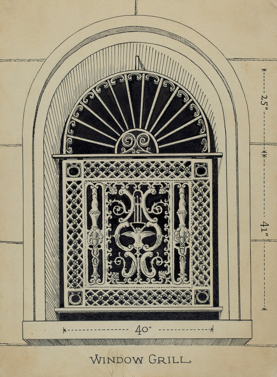 Window Grille by Lucien Verbeke (American, active c. 1935), 16X12"(A3)Poster Print