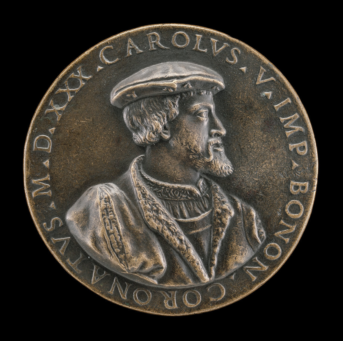 Coronation Medal of Charles V, 1500-1558, King of Spain 1516, Holy Roman Emperor 1519-1556 by Giovanni Bernardi (Italian, 1494 - 1553), 16X12"(A3)Poster Print