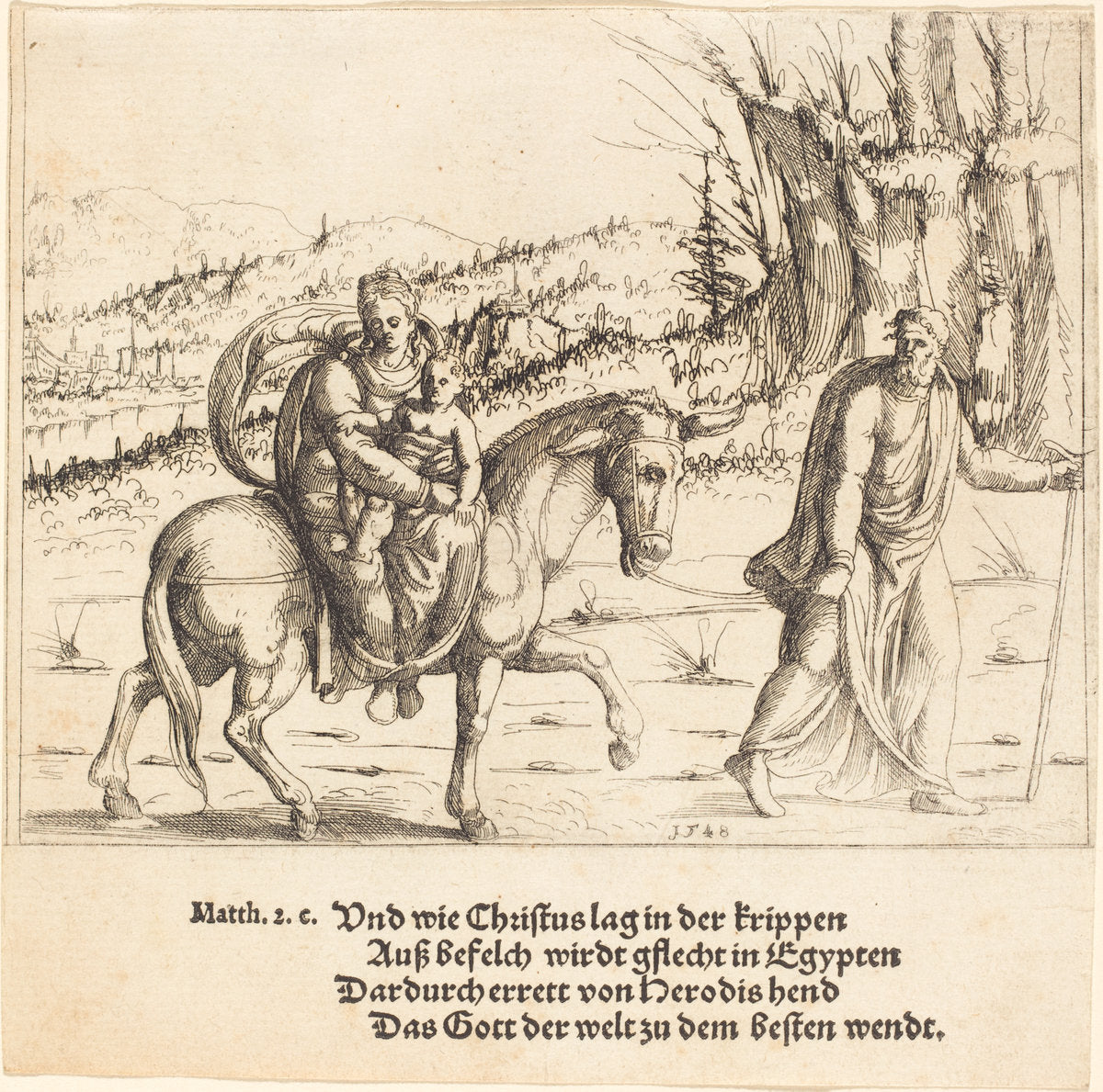 The Flight into Egypt by Augustin Hirschvogel (German, 1503 - 1553), 16X12"(A3)Poster Print