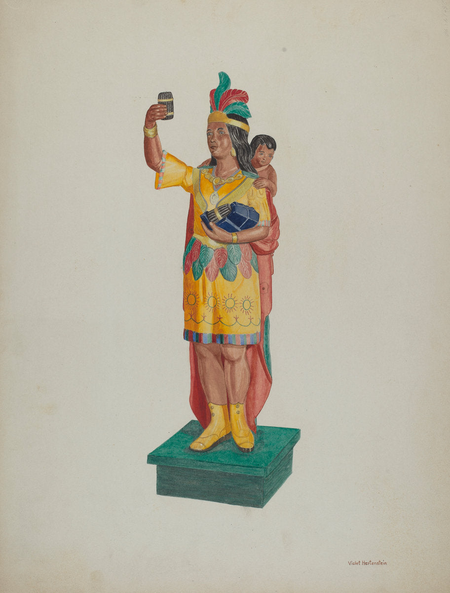Cigar Store Indian by Violet Hartenstein (American, active c. 1935), 16X12"(A3)Poster Print