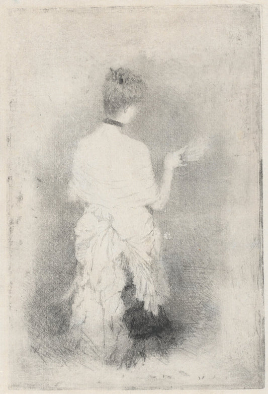 Elegant Young Woman Seen from Behind by Giuseppe de Nittis (Italian, 1846 - 1884), 16X12"(A3)Poster Print