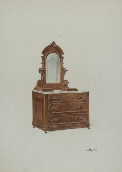 Dresser with Marble Top by Geoffrey Holt (American, active c. 1935), 16X12"(A3)Poster Print