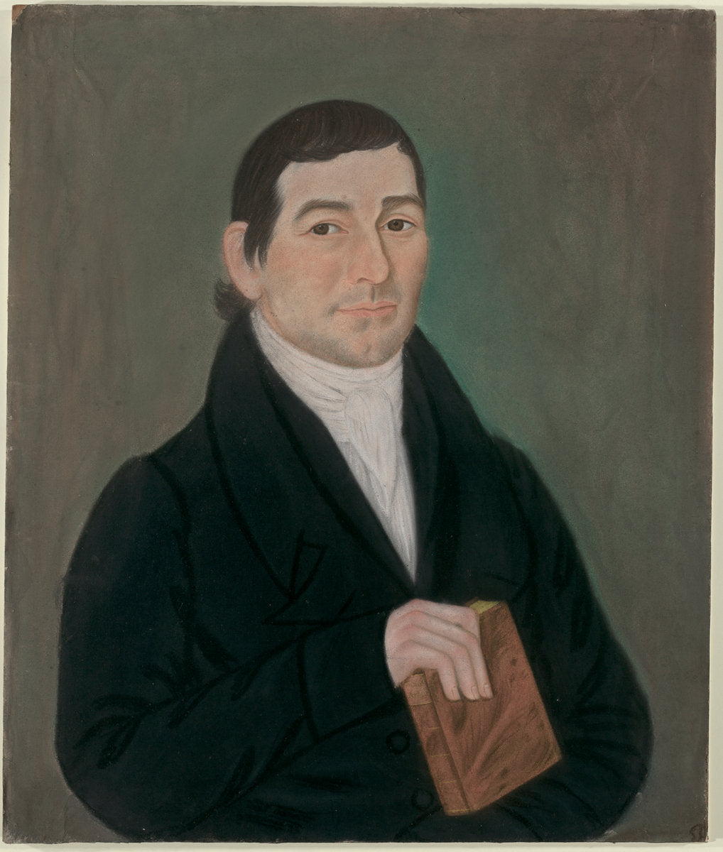 c. 1820 by American 19th Century (Portrait of a Man Holding a Book), 16X12"(A3)Poster Print