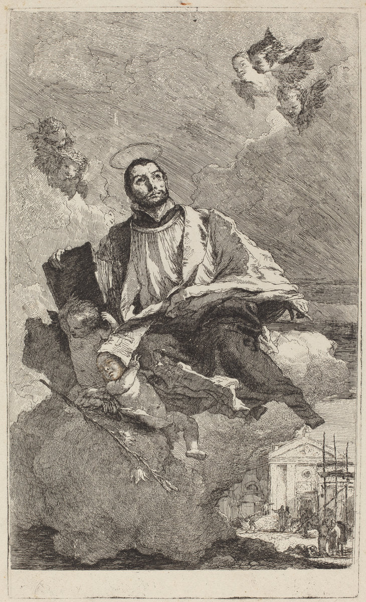 Saint Gaetano of Thiene by Giovanni Domenico Tiepolo (Italian, 1727 - 1804), 16X12"(A3)Poster Print