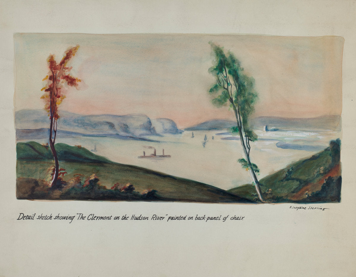 Clermont on Hudson Painting by Ella Josephine Sterling (American, active c. 1935), 16X12"(A3)Poster Print