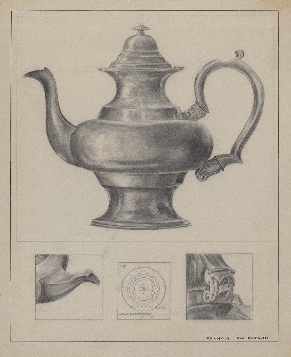 Silver Teapot by Francis Law Durand (American, active c. 1935), 16X12"(A3)Poster Print