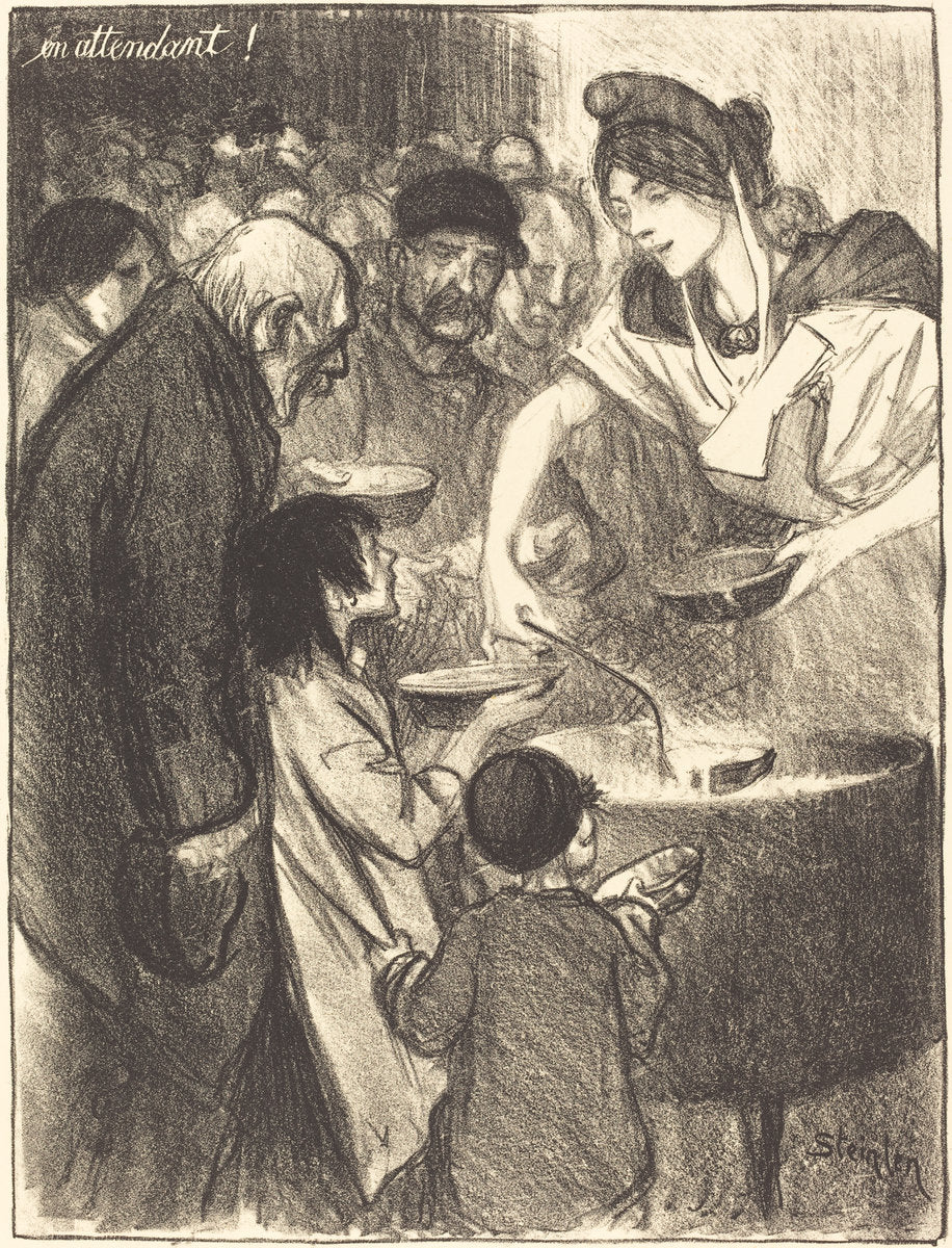 Waiting (En attendant) by Théophile Alexandre Steinlen (Swiss, 1859 - 1923), 16X12"(A3)Poster Print