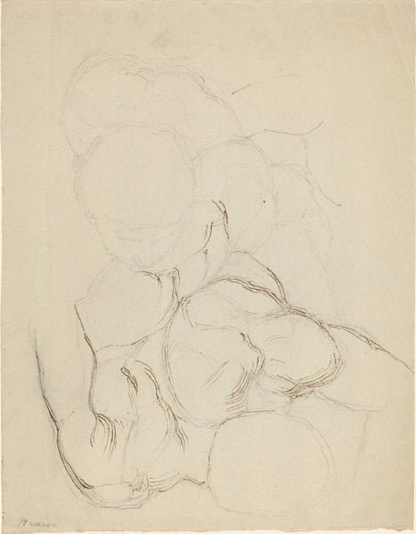 Two Male Nudes seen from Above by John Flaxman (British, 1755 - 1826), 16X12"(A3)Poster Print
