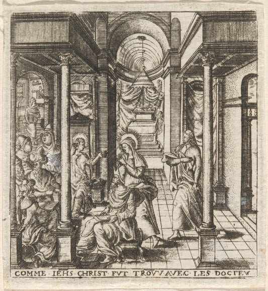 Mary and Joseph Find the Boy Jesus in the Temple with the Doctors by Léonard Gaultier (French, 1561 - 1641), 16X12"(A3)Poster Print