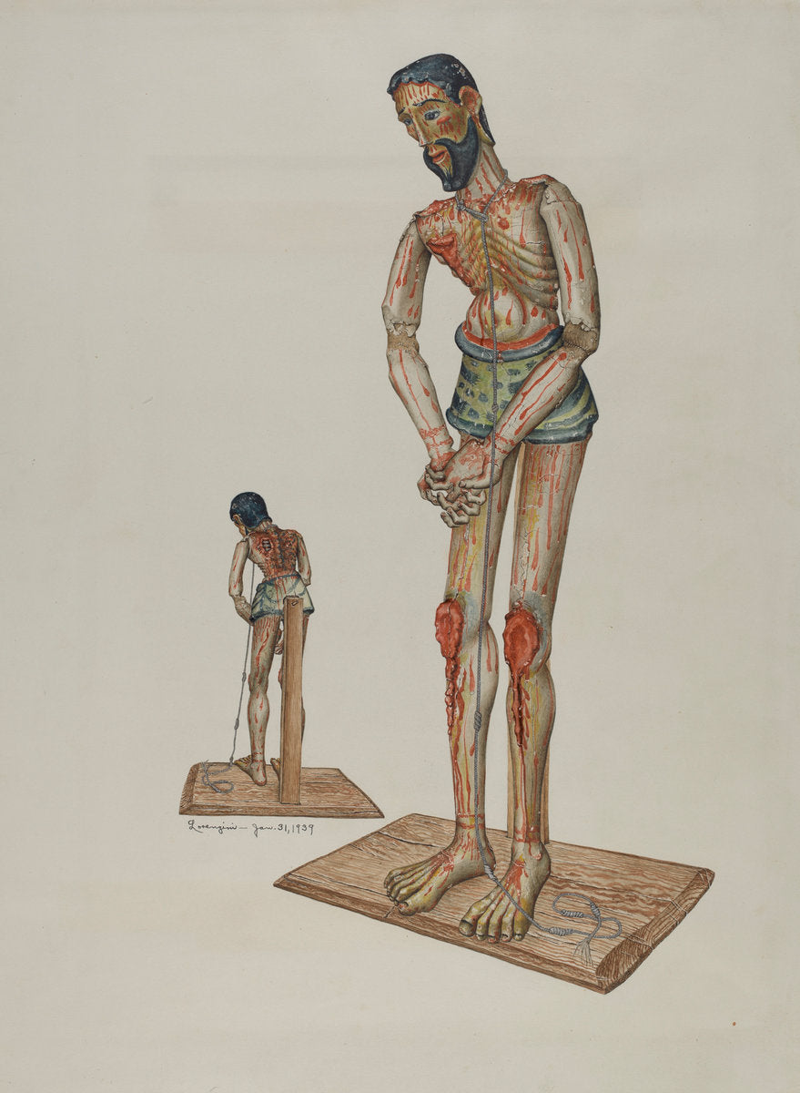 Bulto (Penitente Nazarine Christ) by Eldora P. Lorenzini (American, 1910 - 1993), 16X12"(A3)Poster Print