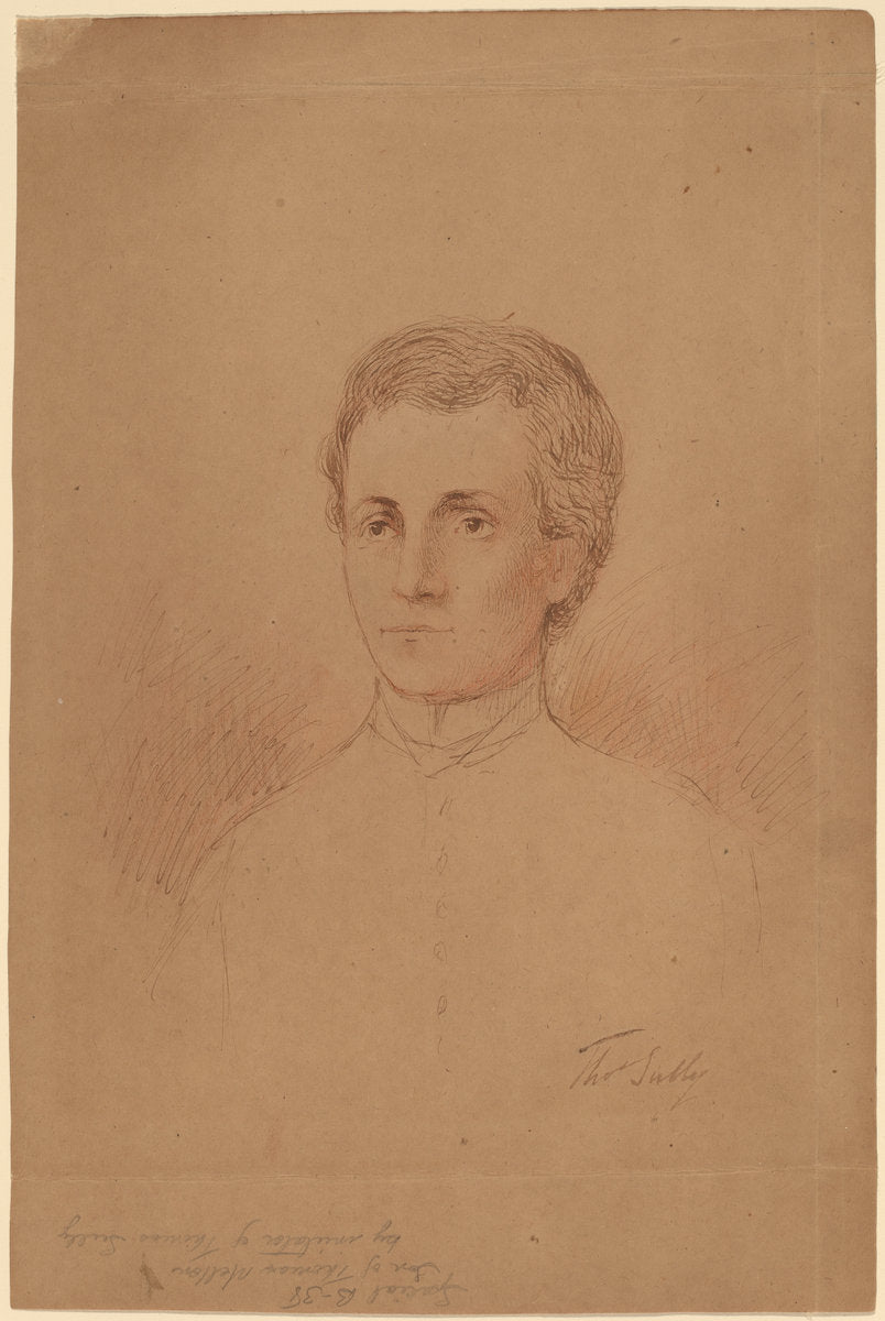 pen and brown ink and red crayon on brown wove paper by Imitator of Thomas Sully (Son of Thomas Mellon), 16X12"(A3)Poster Print