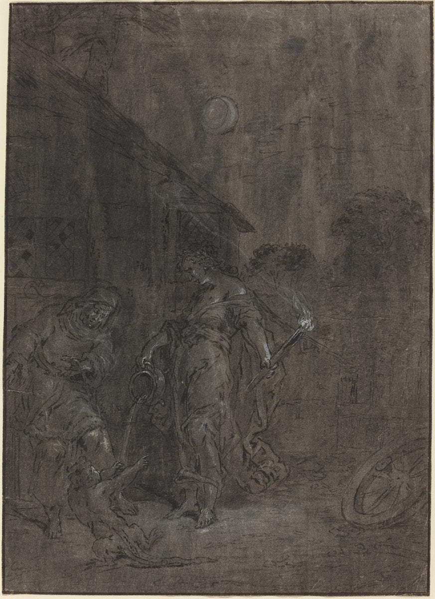 Stellio Changed into a Lizard by Ceres by Leonard Bramer (Dutch, 1596 - 1674), 16X12"(A3)Poster Print