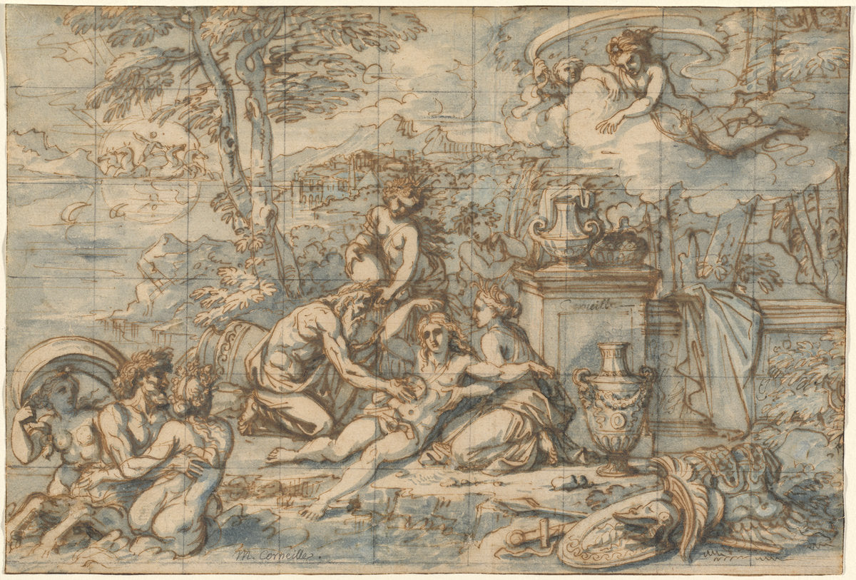 The Purification of Aeneas by Michel Corneille (French, 1642 - 1708), 16X12"(A3)Poster Print
