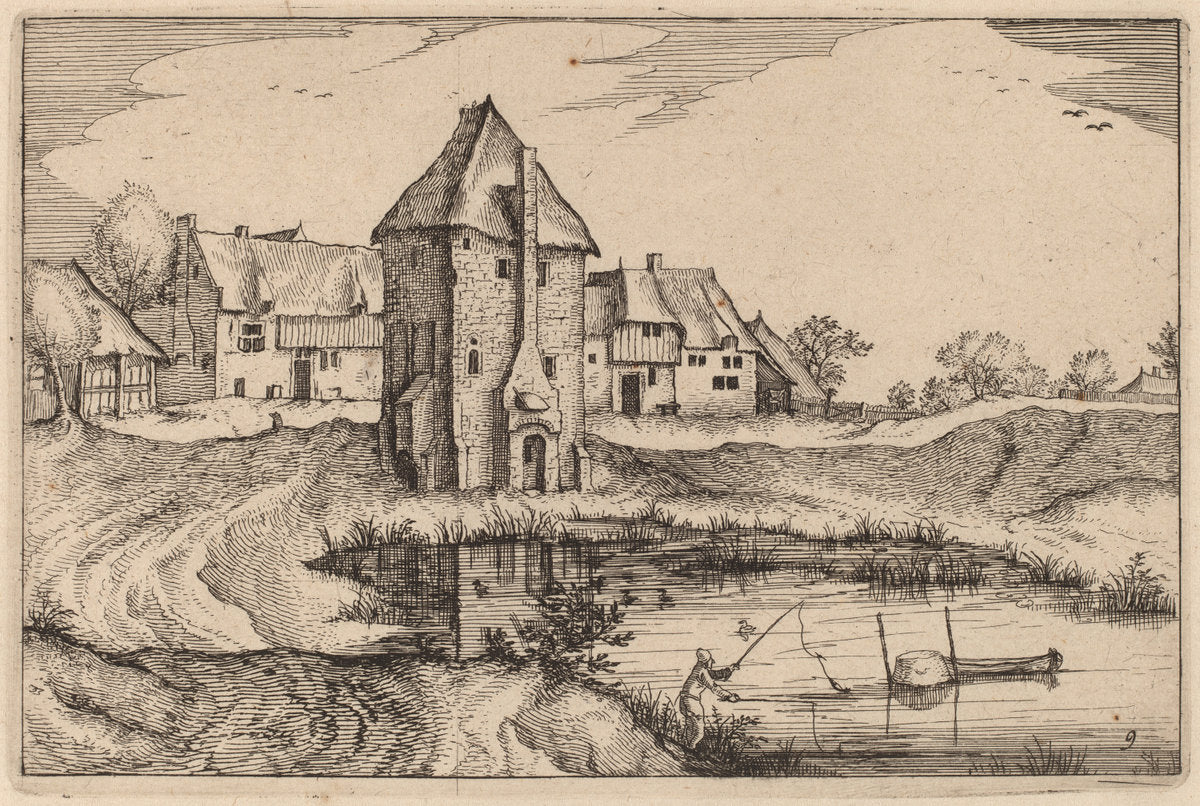 The Pond by Claes Jansz Visscher after Johannes van Doetechum, the Elder after Lucas van Doetechum after Master of the Small Landscapes (Dutch, 1586/1587 - 1652), 16X12"(A3)Poster Print