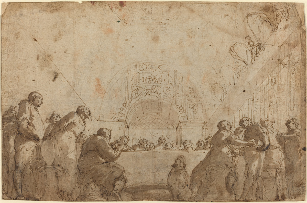 The Last Supper by Giulio Benso (Genoese, 1592 - 1668), 16X12"(A3)Poster Print