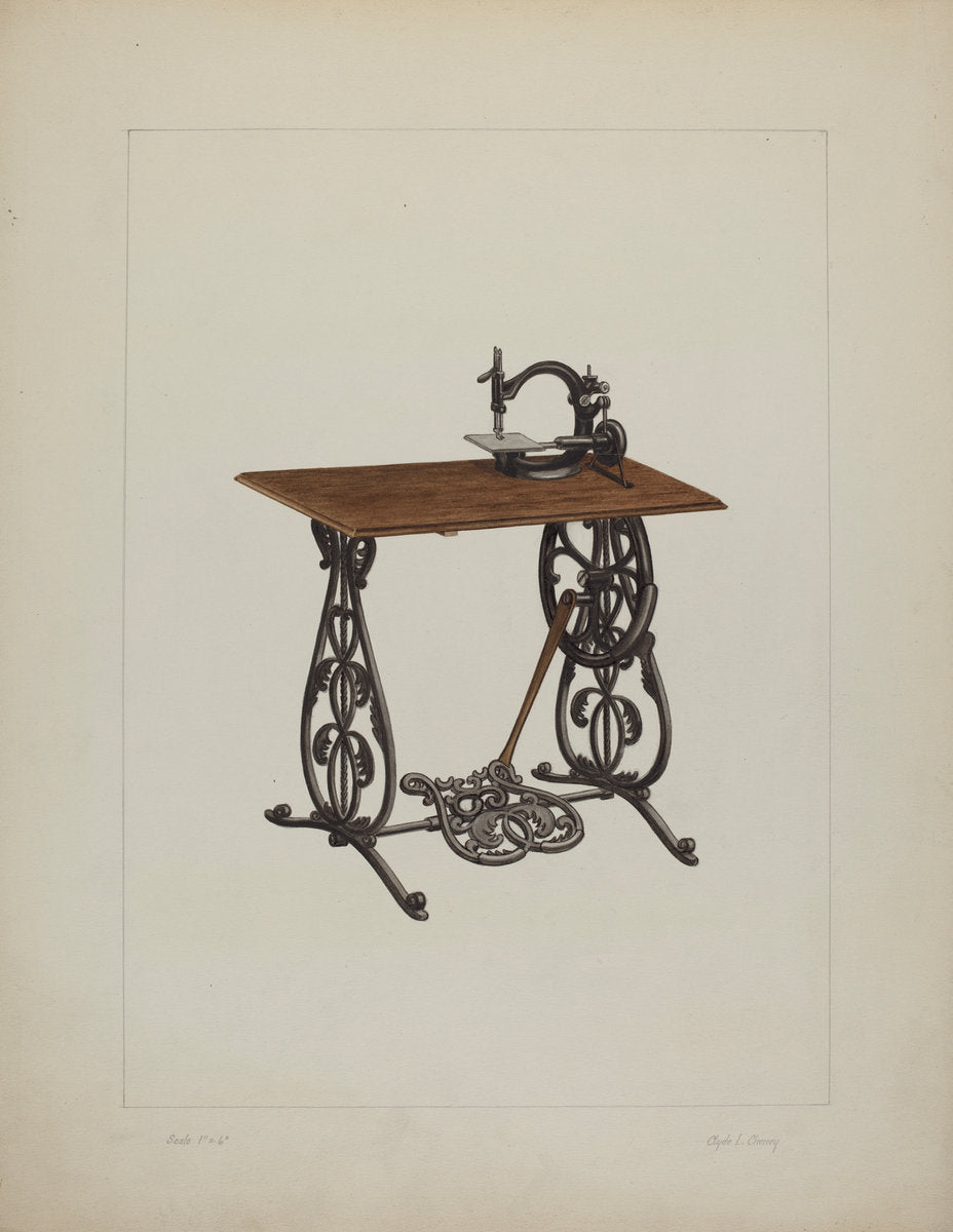Sewing Machine by Clyde L. Cheney (American, active c. 1935), 16X12"(A3)Poster Print