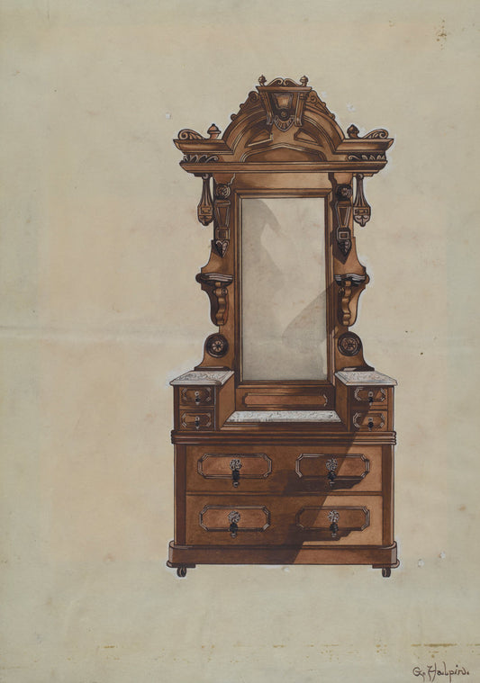 Bureau by Grace Halpin (American, active c. 1935), 16X12"(A3)Poster Print