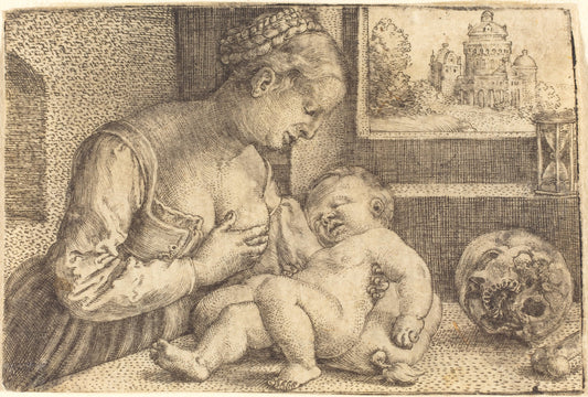 Madonna with Skull by Barthel Beham (German, 1502 - 1540), 16X12"(A3)Poster Print