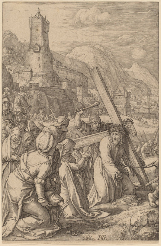 Christ Carrying the Cross by Hendrik Goltzius (Dutch, 1558 - 1617), 16X12"(A3)Poster Print