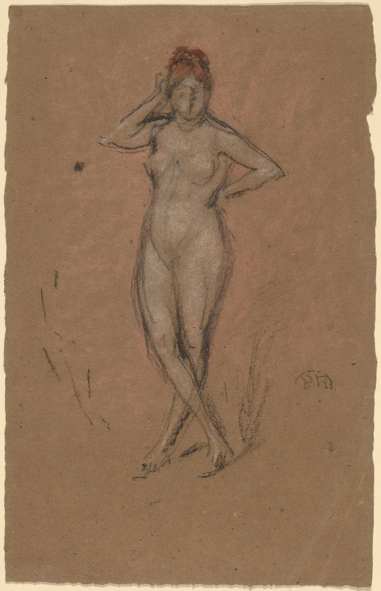 Nude Standing with Legs Crossed by James McNeill Whistler (American, 1834 - 1903), 16X12"(A3)Poster Print