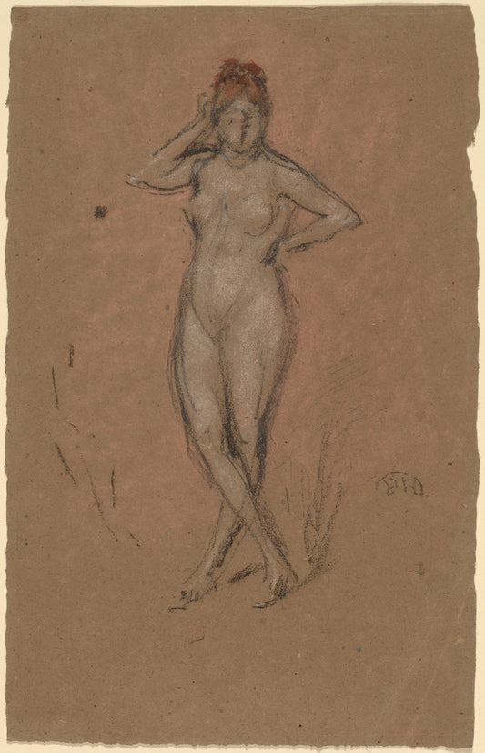 Nude Standing with Legs Crossed by James McNeill Whistler (American, 1834 - 1903), 16X12"(A3)Poster Print