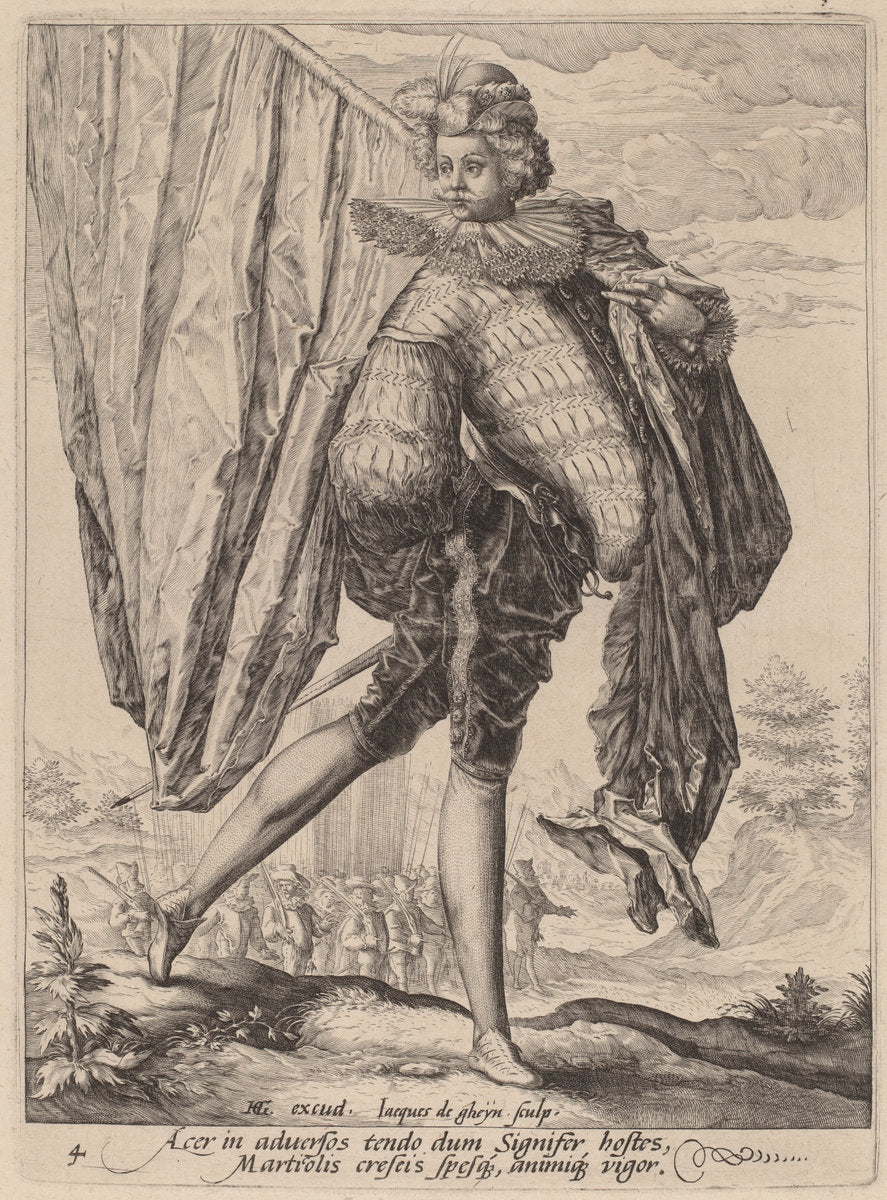 Soldier Armed with Broadsword and Shield by Jacques de Gheyn II after Hendrik Goltzius (Dutch, 1565 - 1629), 16X12"(A3)Poster Print