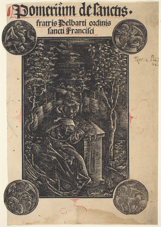 c. 1500 by German 15th Century (Franciscan, Pelbartus of Temesvar, in a Garden), 16X12"(A3)Poster Print