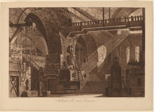 Interior of a Prison [Interno di un Carcere] by Francesco Inghirami, after Luigi Tasca (Italian, 1772 - 1846), 16X12"(A3)Poster Print